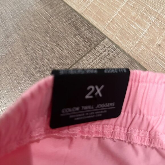 AMERICAN BAZI WOMENS 2X PINK AND SKY BLUE TWILL JOGGERS NEW - Picture 7 of 12